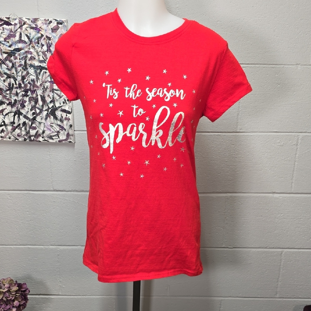Chemistry Red Sparkle Print Tee